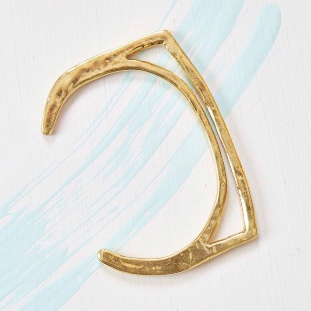 Open bevel wax cast brass bracelet